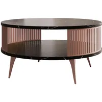 Mirjan24 Couchtisch, Bronze, Schwarz, 1 Fächer, Rund, 75x44x75 cm,