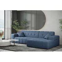 Fun Möbel Ecksofa Designersofa NANCY in Stoff Neve Blau