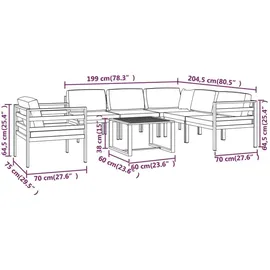 vidaXL Garten-Lounge-Set 7-tlg. Aluminium anthrazit