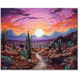 TISHIRON Malen nach Zahlen Kit für Erwachsene, Amerika Arizona Phoenix Malen nach Zahlen, Saguaro Malen-nach-Zahlen-Set für Erwachsene, Südwestliche Arizona, Landschaft, Malen nach Zahlen, 40,6 x 50,8