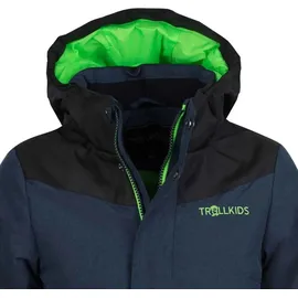 TROLLKIDS Norefjell Jacke - Navy Melange / Bright Green - 92 cm