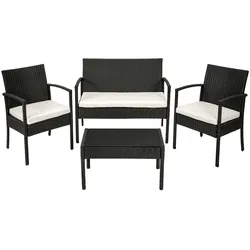 TECTAKE Rattan Sitzgruppe Sparta 3+1