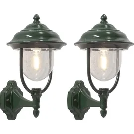 Konstsmide 2er-Set stehende Wandleuchte Laterne PARMA Aluminium grün, E27, IP43
