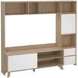 INOSIGN Wohnwand »Next, TV-Wand, TV-Möbel, Wohnwand, Sideboard«, mit Schiebetür und 2 Schubladen, Breite 209 cm, Höhe 182 cm, weiß