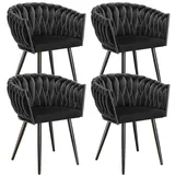 Tectake Esszimmerstuhl Astano Samt schwarz 4er Set