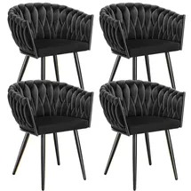 Tectake Esszimmerstuhl Astano Samt schwarz 4er Set
