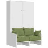 Kentaro 120 cm Klappbett in Queensize-Größe mit Sofa aus weißer Esche, grün