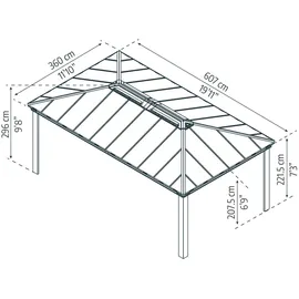 CANOPIA Dallas 6,12 x 3,64 m grau
