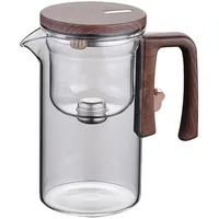 susiodeu Teekanne mit Sieb, magnetischer Filter, Glaskanne zum Aufbrühen von Tee, einfache Schalter Glas Teekanne mit Sieb, klare Teekanne, transparent, 520 ml