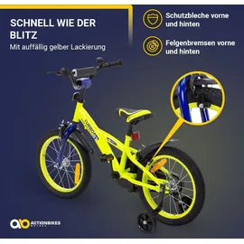 ACTIONBIKES MOTORS Actionbikes Kinderfahrrad Turbo 16 Zoll Stützräder, V-Brake-Bremsen, Lenker-/Kettenschutz, Klingel