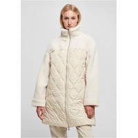 URBAN CLASSICS Women's TB5431-Ladies Oversized Sherpa Quilted Coat Mantel, softseagrass/whitesand, L