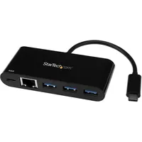 Startech StarTech.com 3 Port USB 3.0 Hub mit Gigabit Ethernet und Stromversorgung - Schwarz