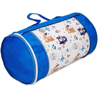 Best For Kids Kindermatratze 70x140 | Kinder Klappmatratze mit Blauem Reisetaschen-Bezug |Matratze 70x140 aus 100% kuschelig weicher Baumwolle |Reisebett-Matratze | Bodenmatratze Kinder Waldtiere