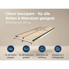 Betten-ABC Max1 Lattenrost mit 28 Leisten und Härtegradverstellung 130 x 200 cm