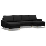 mebligo Xxxl U-Sofa, Schwarz, U-Form, 294x88x140 cm, Wohnzimmer, Sofas & Couches, Wohnlandschaften, Wohnlandschaften in U-Form