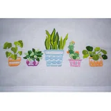 Vervaco Stickpackung Tischdecke Sticken Set Erwachsene Vorgedruckt Zimmerpflanzen Stickdecken Vorgezeichnet Decke Sticken Stickpackung Plattstich 80 x 80 cm Stoff zum Sticken Kreatives Geschenk