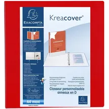 Exacompta 51845RE Ringbuch aus festem PP, 4 Ringe 60 mm, Rücken 90mm, DIN A4+, 1 Stück, Rot