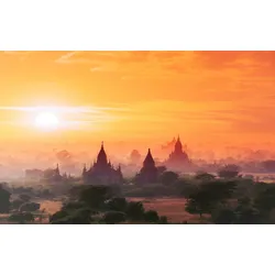 Fototapete PAPERMOON "Tempel in Landschaft", bunt, B:4,50m L:2,80m, Vlies, Tapeten