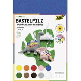 folia Bastelfilz BASIC 150g/m2, 20x30cm, 10 Blatt, farbig sortiert