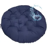 MSNCS Rundes Papasansessel Kissen Wasserdicht Sitzkissen Hängesessel Outdoor/Indoor Bodenkissen Kissen für Schwenksessel, Korbsessel Outdoor Gartenmöbel Sitzauflage Auflage(Navy Blue,80x80cm)
