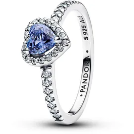 Pandora 198421C05 Silber Damenring Funkelndes Erhabenes Herz Blau, 50/15,9