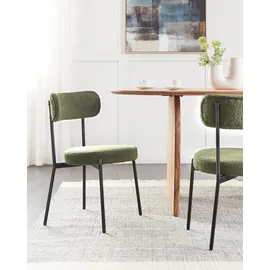 Beliani Esszimmerstuhl 2er Set ALLISON Bouclé Dunkelgrün