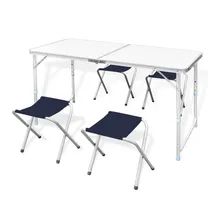 vidaXL Campingtisch mit 4 Klappstühlen höhenverstellbar Aluminium 120 x 60 cm