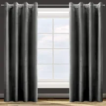 Eurofirany Design91 Samtvorhang Ösen Ösenschal Blickdichte Vorhänge Samt Velours 140x250 Samtvorhänge ROSA (SCHWARZ)