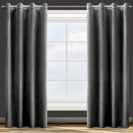 Eurofirany Design91 Samtvorhang Ösen Ösenschal Blickdichte Vorhänge Samt Velours 140x250 Samtvorhänge ROSA (SCHWARZ)