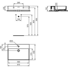 Ideal Standard Extra Waschtisch 61,5 x 1 cm