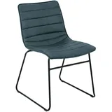 Esszimmerstuhl CARTER 4er Set 45 x 80 cm dunkelblau / schwarz - Kufengestell Metall schwarz pulverbeschichtet - Bezug Polyurethan dunkelblau - Lederlook - Sitzhöhe 48 cm - Sitztiefe 44 cm