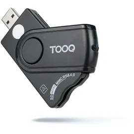 TooQ TQR-3012B – Chipkartenleser, elektronischer DNI, SIM, SD, SF, USB-A, Farbe Schwarz