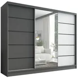 A&J MöbelLand Schiebetürenschrank AURELIA 2 200 x 0 x 0 cm Grau/Weiß