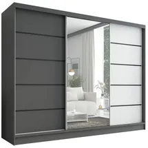 A&J MöbelLand Schiebetürenschrank AURELIA 2 200 x 0 x 0 cm Grau/Weiß