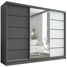 A&J MöbelLand Schiebetürenschrank AURELIA 2 200 x 0 x 0 cm Grau/Weiß
