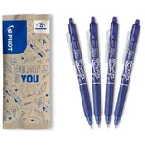 PILOT - FriXion Clicker 0.7 Set - 4 Stück: Blau - Radierbarer - Nachfüllbarer Gel-Tintenroller mit Druckmechanik und Thermosensitiver Tinte - Komfortables Schreiben - Mittlere Spitze
