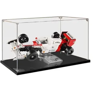 HCAEIOFJ Transparente Acryl-Vitrine für Lego Icons 10330, anwendbar für Icons McLaren MP4/4 & Ayrton Senna F1 Rennwagen, entworfen Schaukasten (nur Vitrine) (schwarze Unterseite)