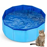 30x11cm Schwimmbecken Für Katzen, Hundebecken Faltbar Mit Ablassventil, Hundepool Klein, rutschfeste Und VerschleißFeste, Stabile Haustier Hund Planschbecken FüR Garten Patio Badezimmer