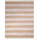Myflair Teppich »Karim«, rechteckig, Handweb Teppich, gestreift, 90% Baumwolle, handgewebt, mit Fransen, beige