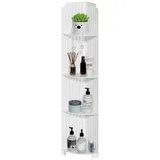 Rutaqian Eckhängeschrank Eckregal fürs Badezimmer, 4-stöckiger Badezimmerschrank, 21x21x120 cm (PVC-Eckregal, Schmaler Badezimmerschrank mit Hohlem Design)