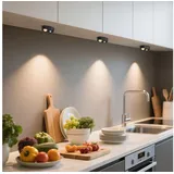 LOHAS-LED Schrankleuchte 3er Set wiederaufladbare LED Schrankleuchten mit Bewegungsmelder, LED fest integriert, Warmweiß, Tageslicht, Kaltweiß, 65mm Katzenauge, dimmbar per Fernbedienung, 750mAh USB-C Akku schwarz