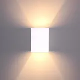 SSC-LUXon LED Gipswandleuchte eckig Up & Down Lichteffekt mit G9 LED 3W warmweiß - Aufbau Wandlampe für Innen aus überstreichbarem Gips