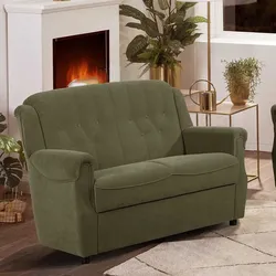 Zweiersofa dunkelgrün Made in Germany Federkern Polsterung