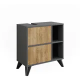 Vicco Waschbeckenunterschrank Leano, Anthrazit/Bergeiche, 60 x 62 cm mit 2 Schubladen