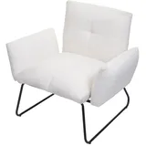 Mendler Lounge-Sessel HWC-K34 Bouclé 87 x 79 x 70 cm Weiß mit Rollen