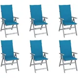 vidaXL Hochlehner Gartenstuhl 6 St. 6 x 6 x 108 cm blau