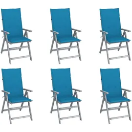 vidaXL Hochlehner Gartenstuhl 6 St. 6 x 6 x 108 cm blau