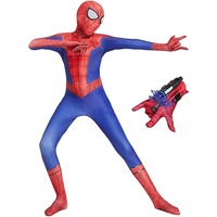 iksya Spider Kostüm Kinder Spider Costume - Kids Party Cosplay Superhero 3D Anime Anzug + Launcher - Halloween Christmas Karneval Party Kostüm Jumpsuit Set Gift Boys (Color : Red Blue, Size : M)