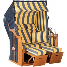 Sunny Smart SunnySmart Strandkorb Rustikal 250 Plus, BxTxH: 125x90x160 cm, Halblieger, Ostsee-Modell, (OTTOs Choice), 2-Sitzer, komplett montiert, Oberkorb in einem Stück geflochten blau