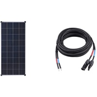 Solarv Ecoline ES160P36 Genusssolar Poly 100W 12V polykristallines Solarpanel, 160W & 6mm2 5m Profi-Verbindungskabel Solarladeregler zu Solarmodul MC4-kompatibel Solarstecker Solarkabel